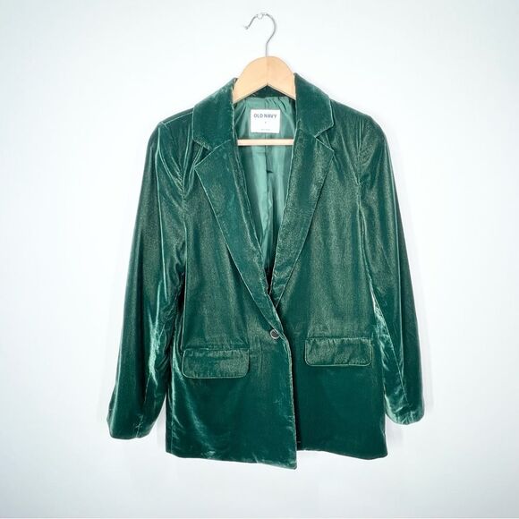 NWT Old Navy Emerald Green Velvet Party Blazer Small - Picture 2 of 12